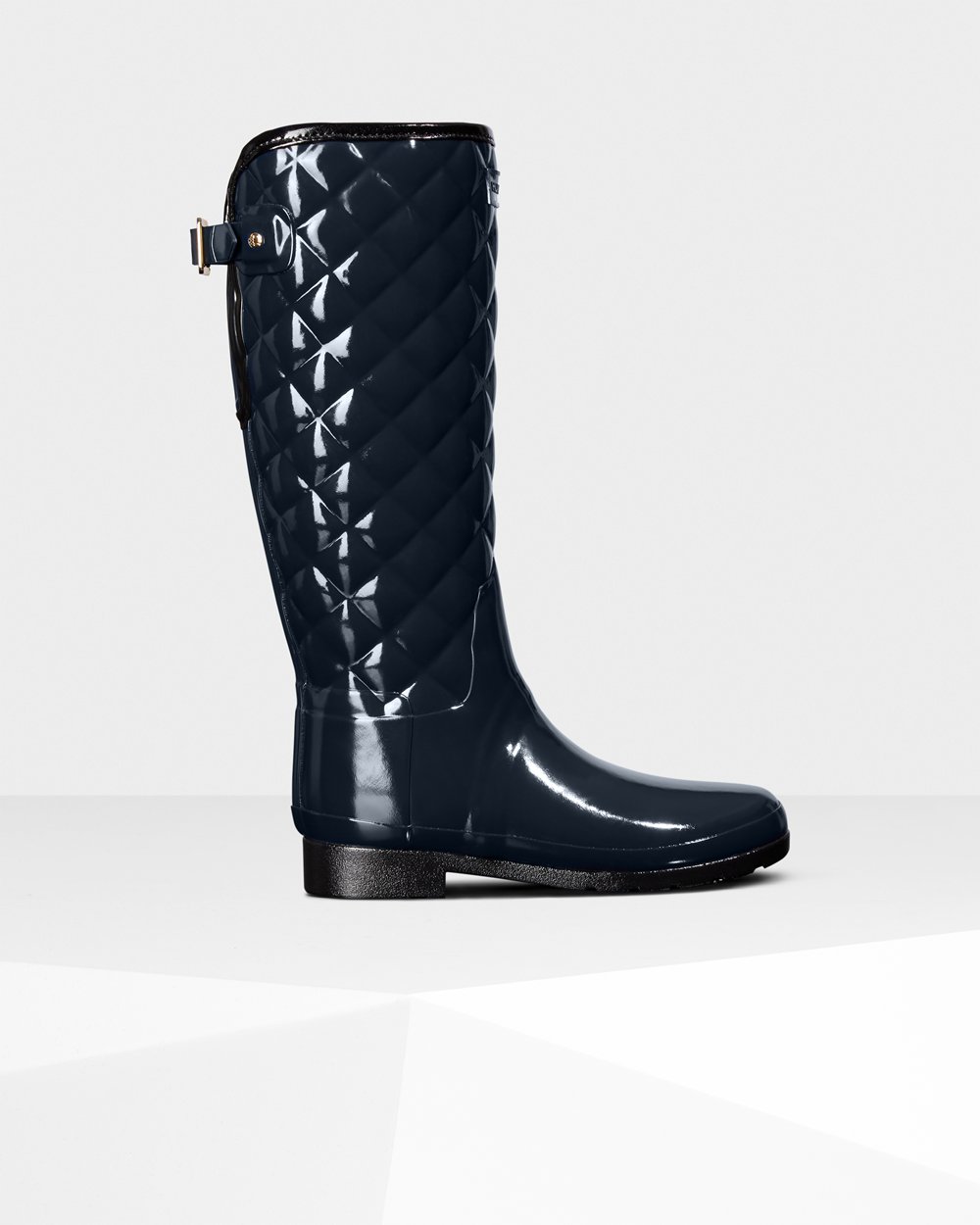 Galochas Altas Hunter Feminina Azul Marinho - Refined Adjustable Quilted Gloss - 34QRIUHTO